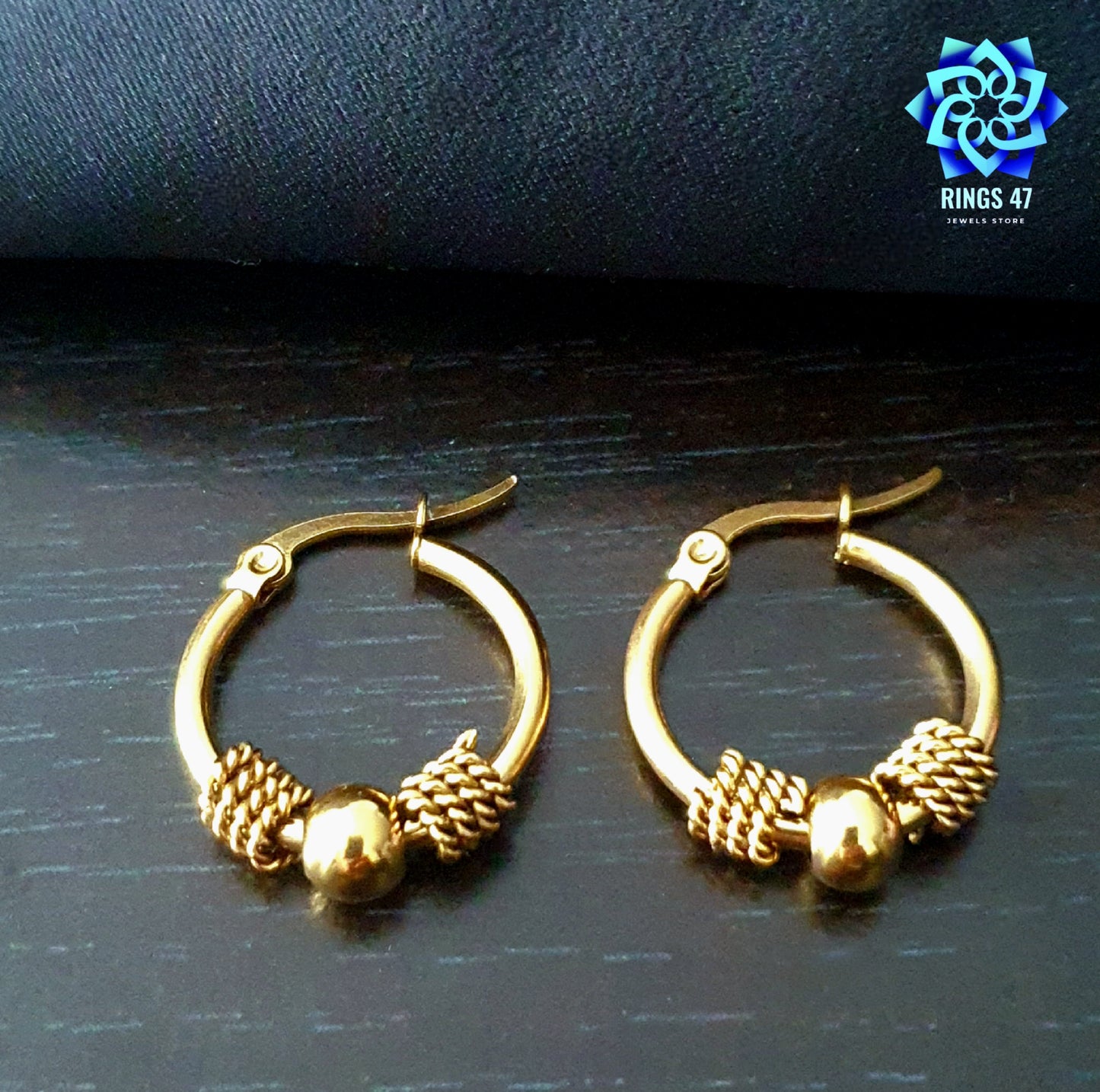 Créoles Dorées AMARA en Acier Inoxydable