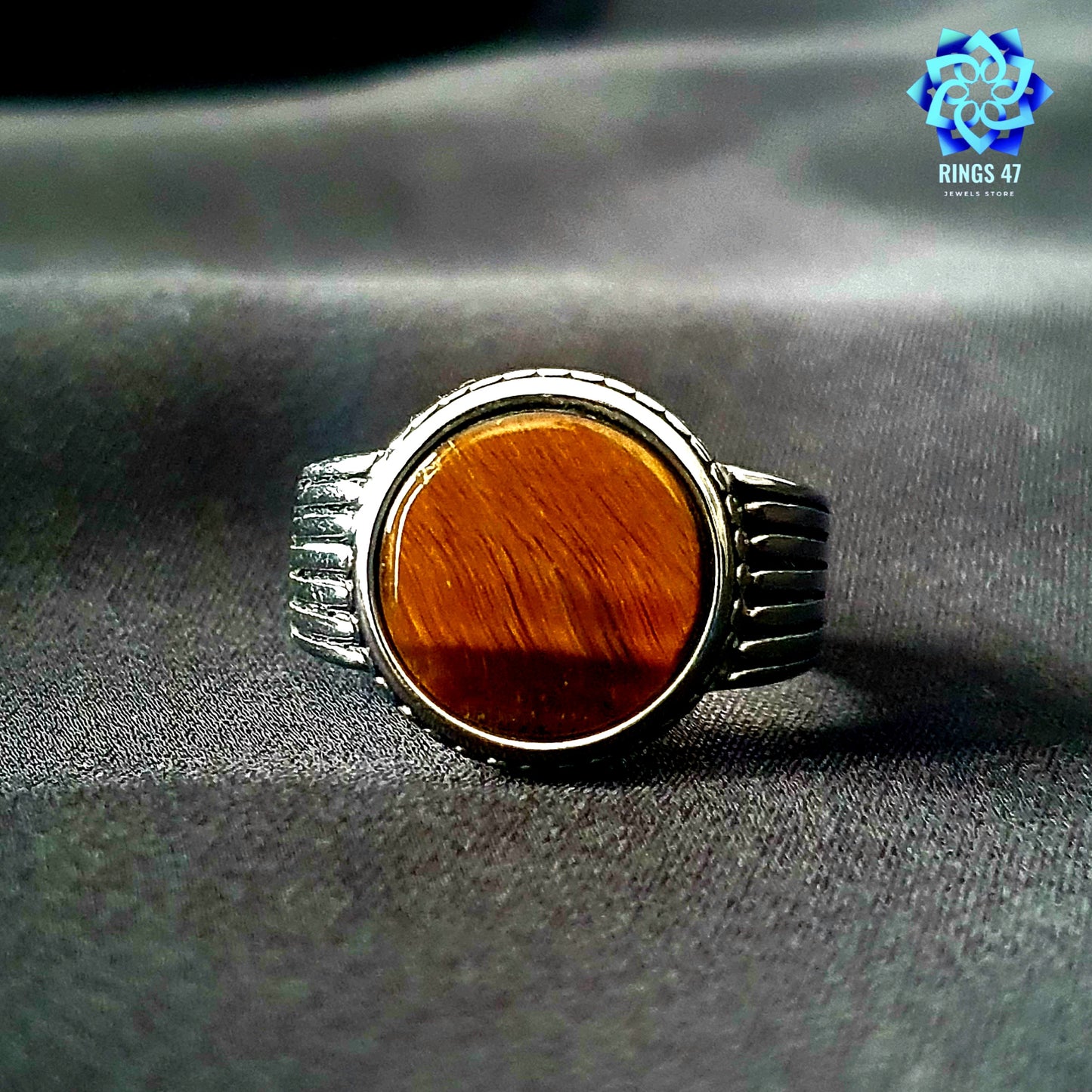 Bague Acier & Œil de Tigre