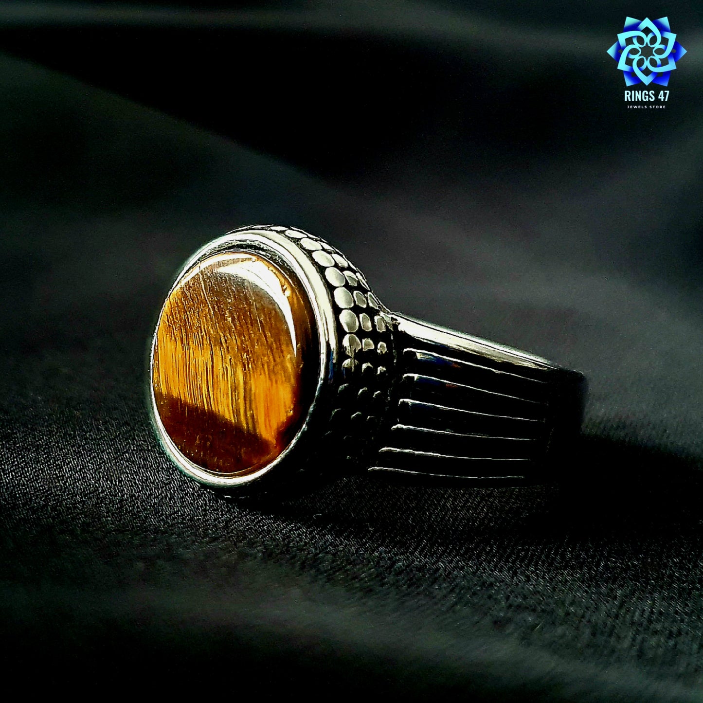 Bague Acier & Œil de Tigre