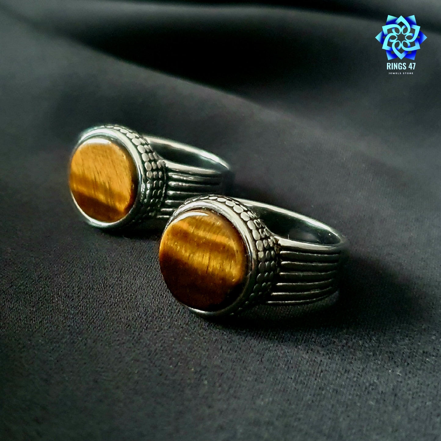 Bague Acier & Œil de Tigre