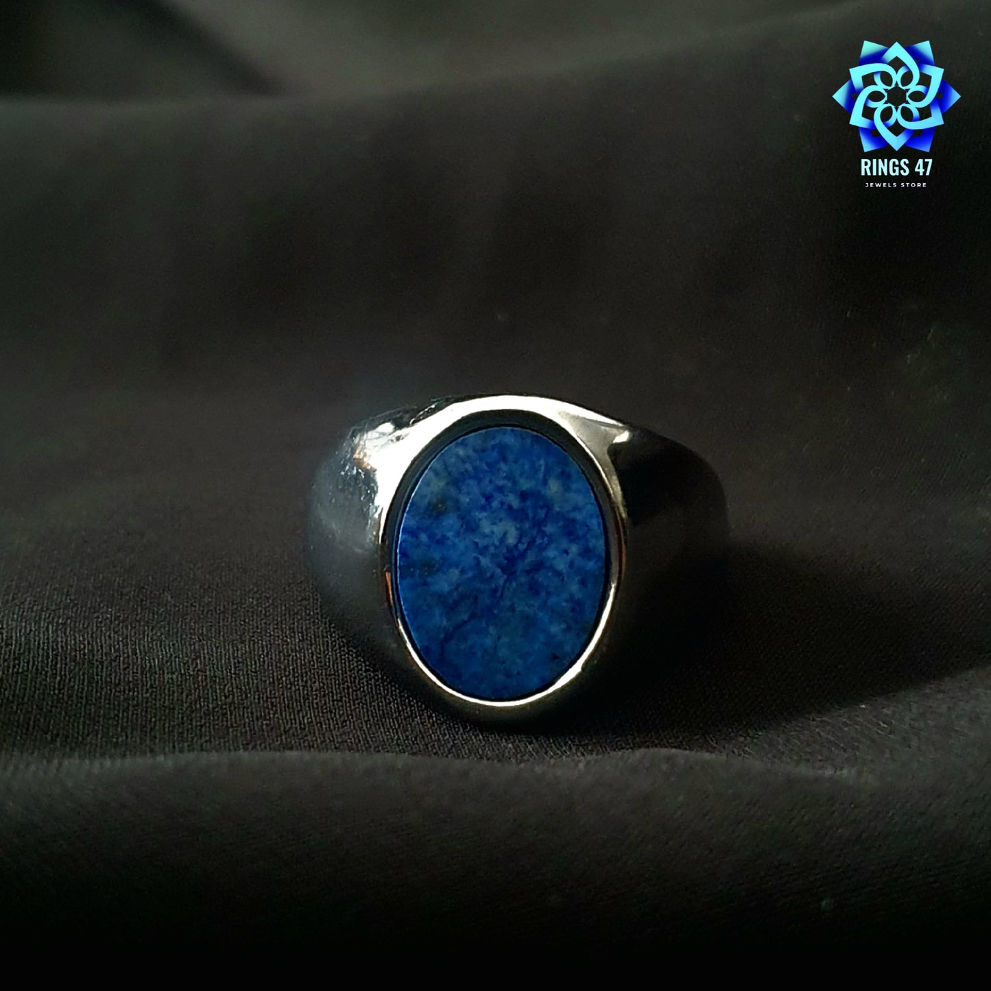 Bague en Acier & Lapis-lazuli