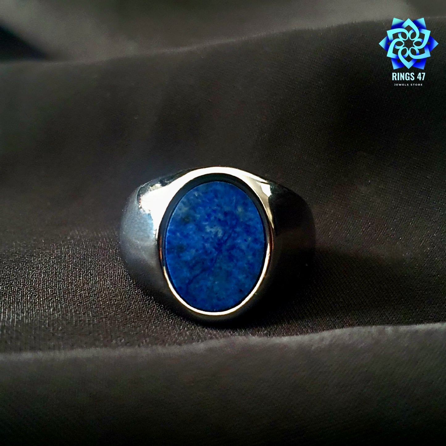 Bague en Acier & Lapis-lazuli