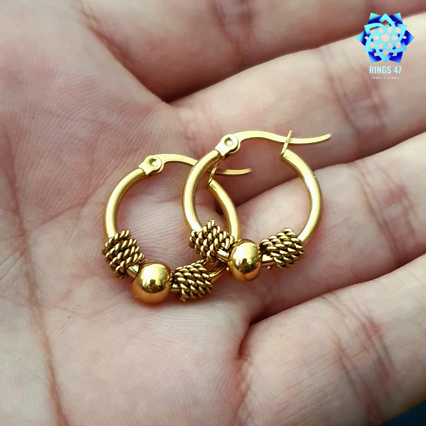 Créoles Dorées AMARA en Acier Inoxydable