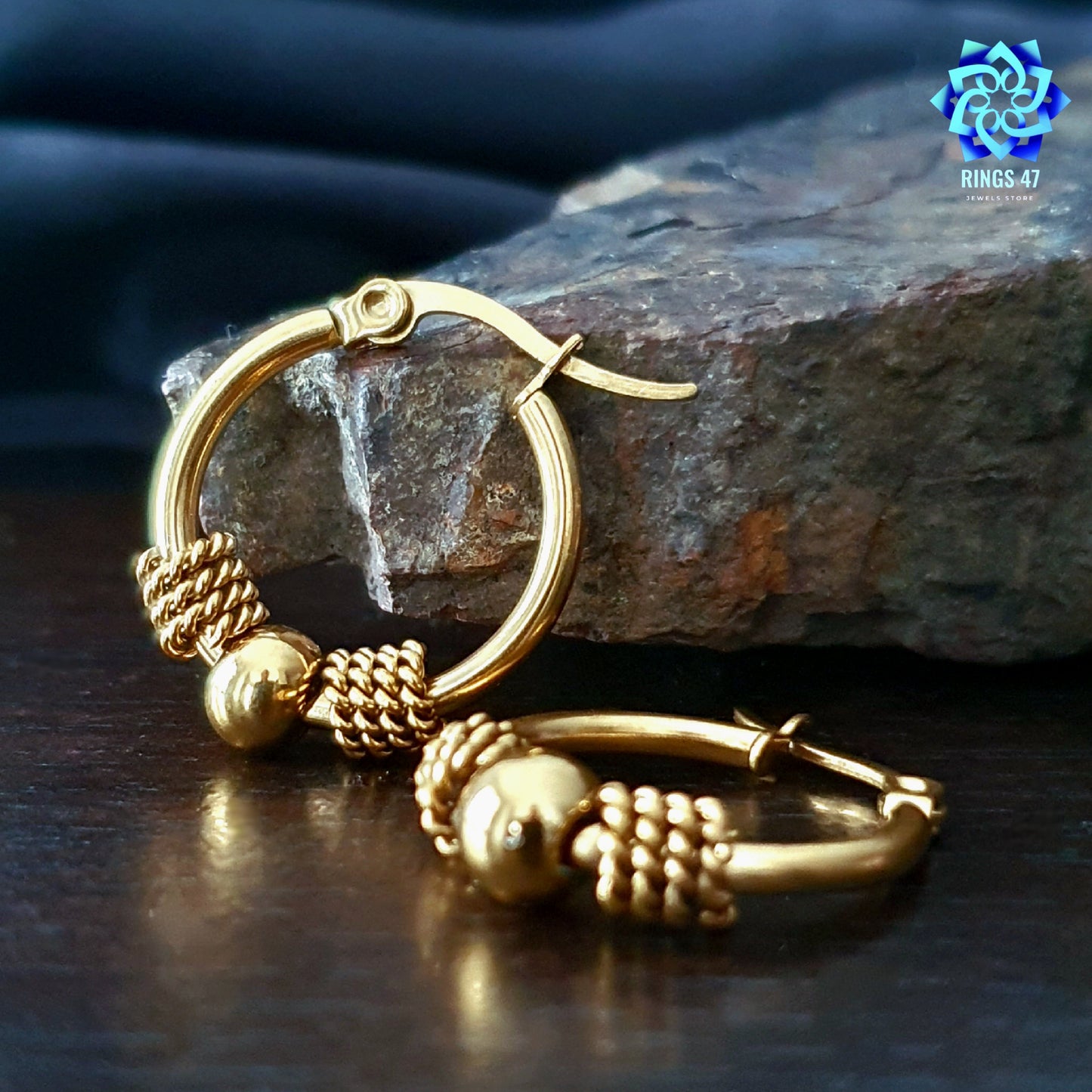 Créoles Dorées AMARA en Acier Inoxydable