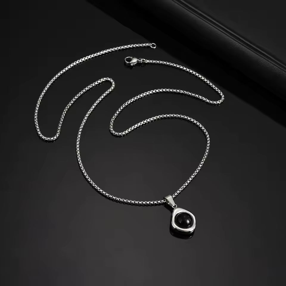 Collier Homme en Acier Inoxydable avec Pierre Naturelle