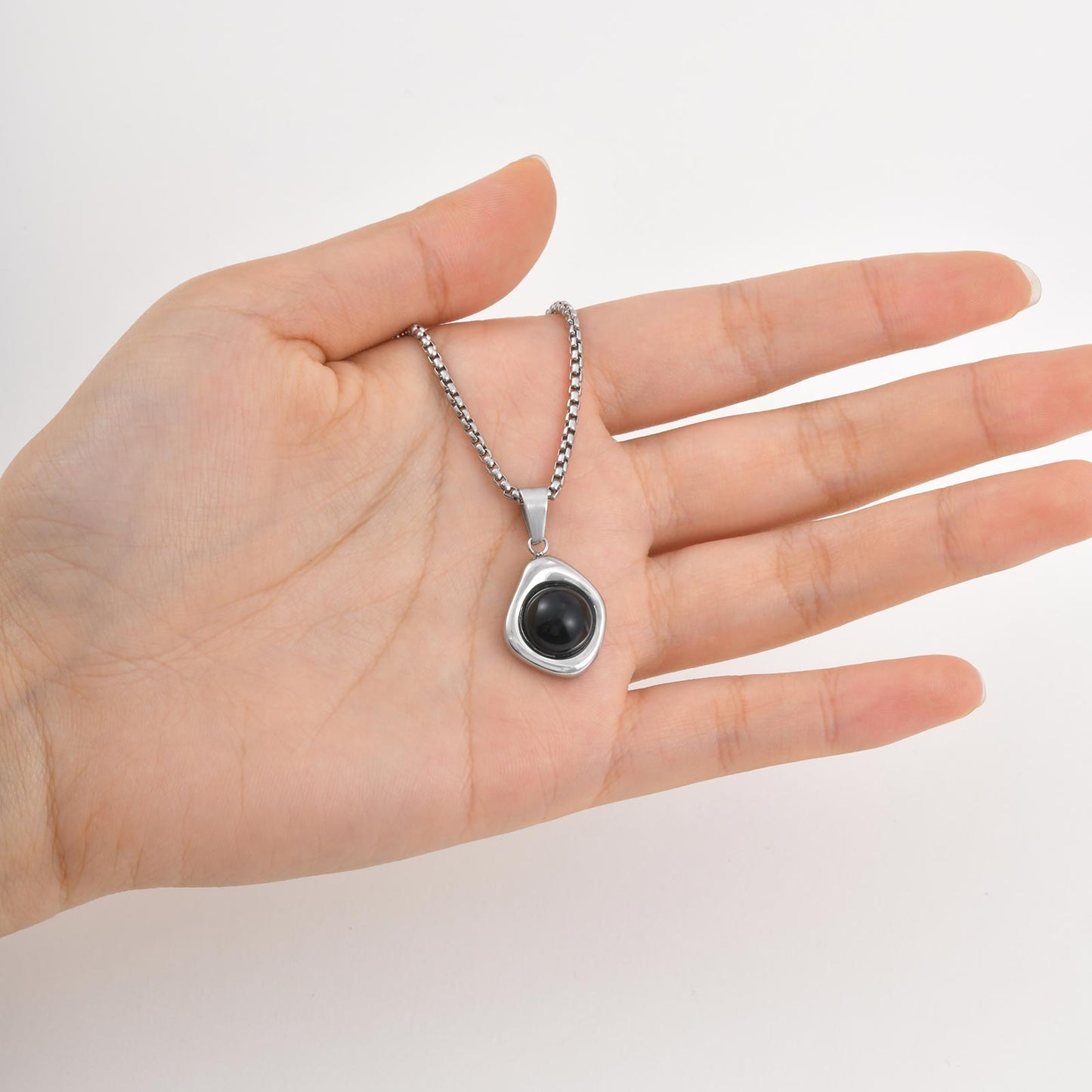 Collier Homme en Acier Inoxydable avec Pierre Naturelle