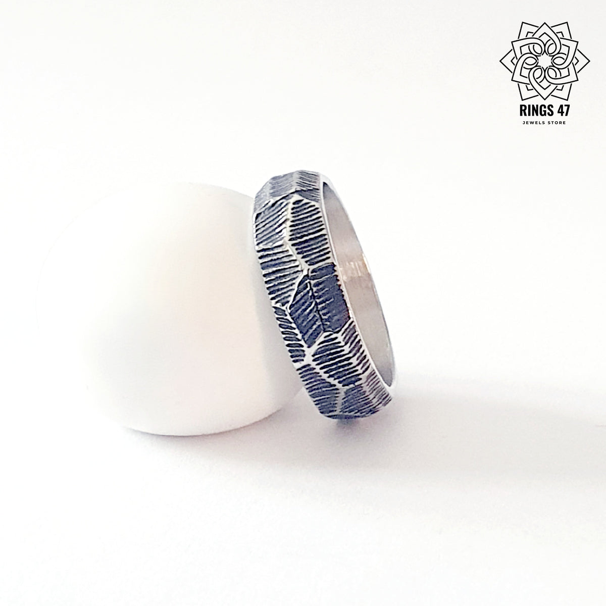 Bague Homme "Écorce" en Acier Inoxydable