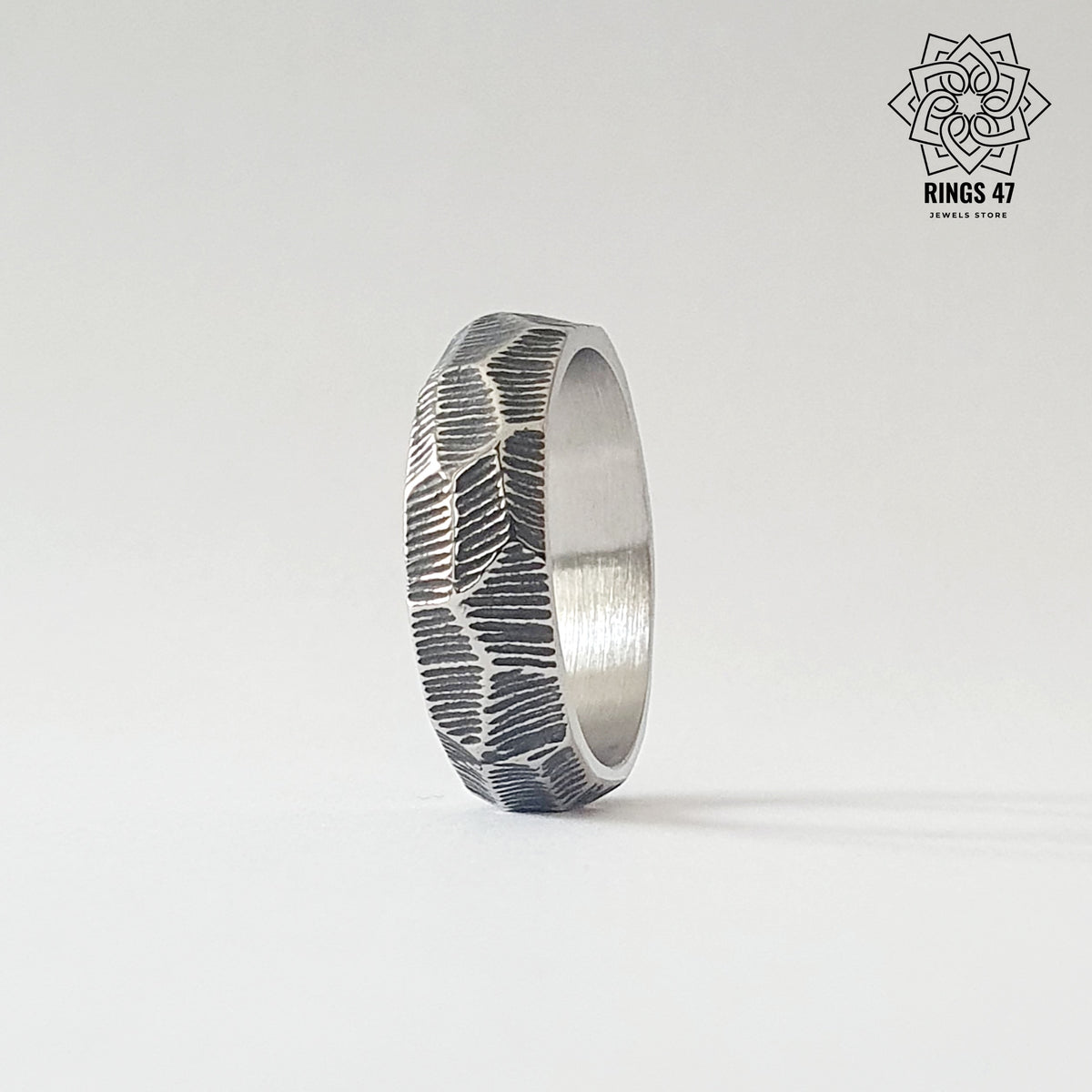 Bague Homme "Écorce" en Acier Inoxydable