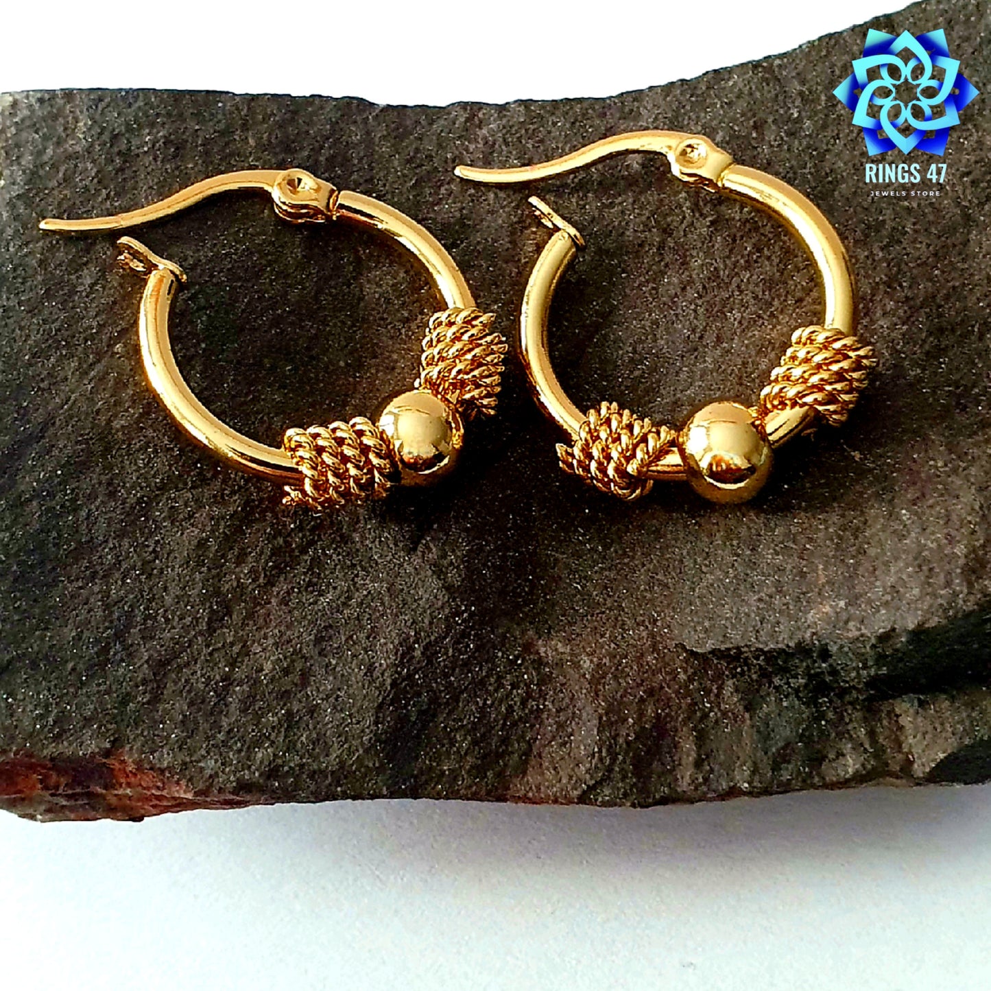 Créoles Dorées AMARA en Acier Inoxydable