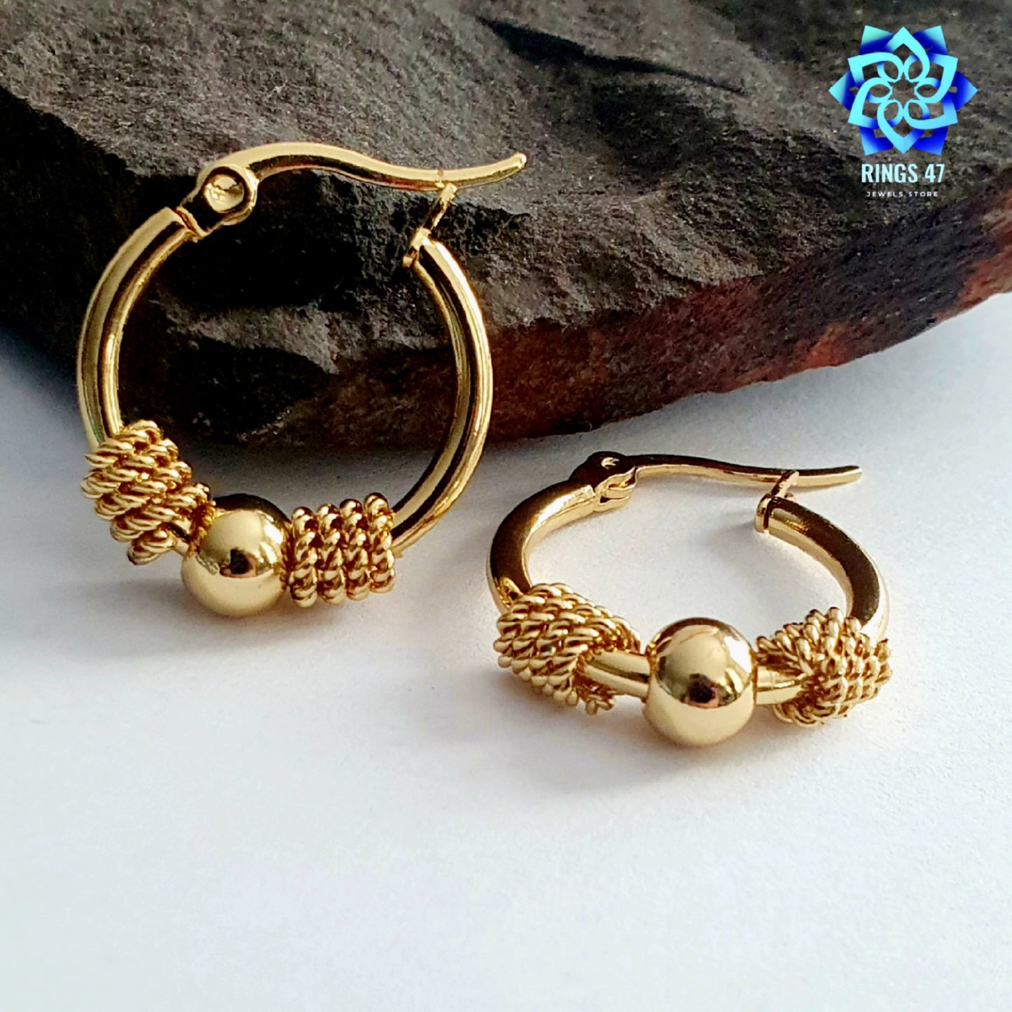 Créoles Dorées AMARA en Acier Inoxydable