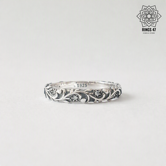 Bague Femme Argent 925 – Floral Vintage