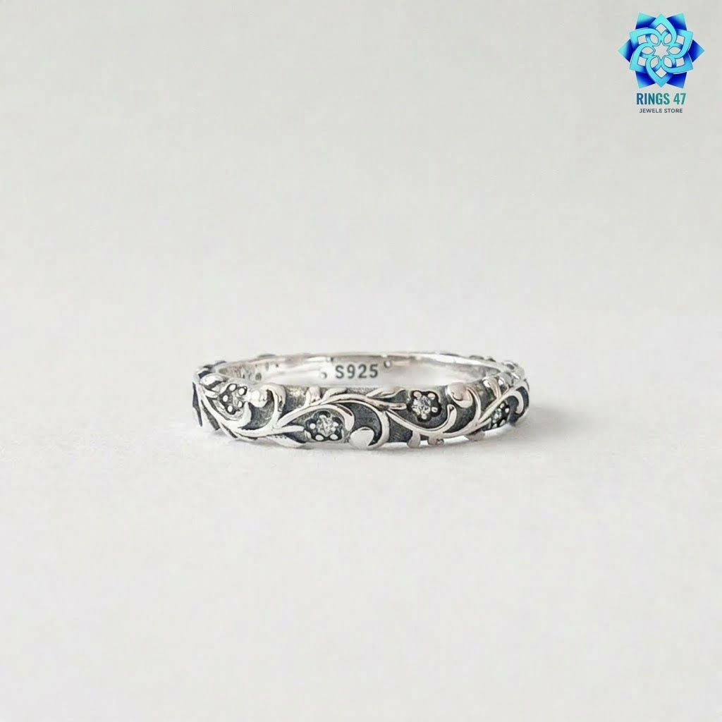 Bague Femme Argent 925 – Floral Vintage